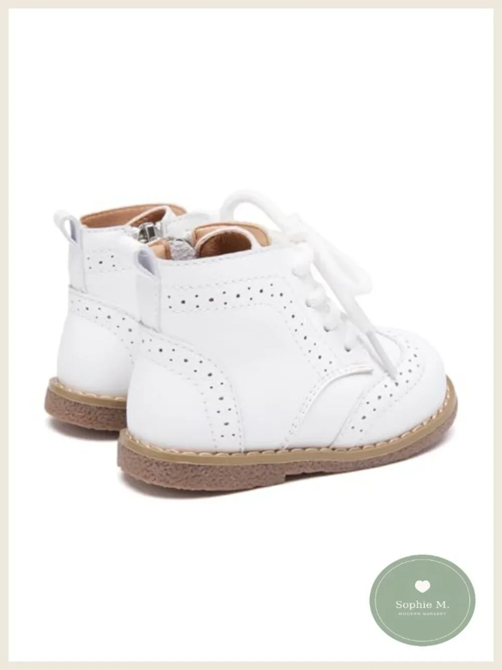Faux Leather Baby Boots Non-Slip First Walker Zip Closure